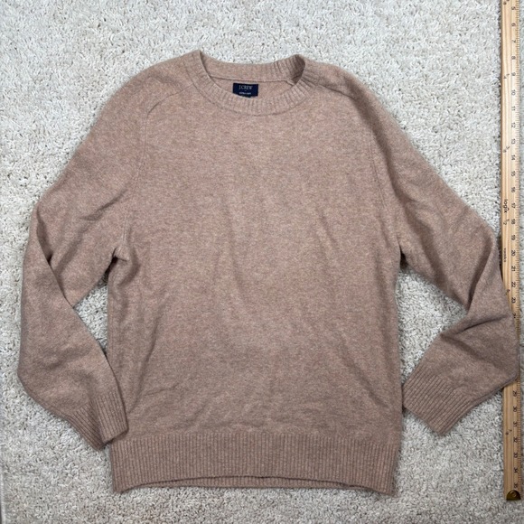 J.Crew Extra-Soft Crewneck Sweater Mens Medium Tan Wool Blend BU297 NEW